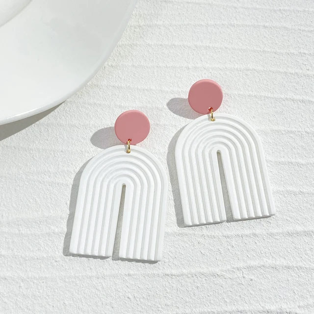 AENSOA Multiple Handmade Mutlicolor Painted Round Heart Acrylic Earring