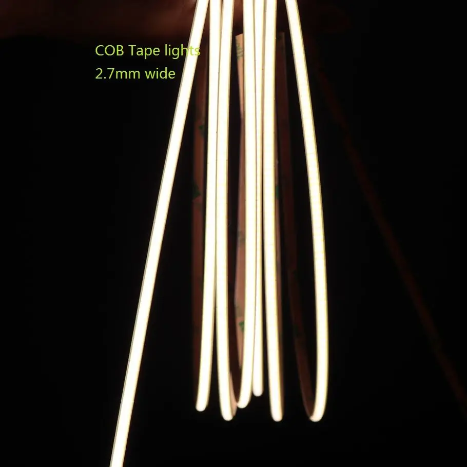 

12 В 2,7 мм 5 Вт COB светодиодная полоса освещения 480LED гибкая лента освещения s зеркальная лампа автомобильная атмосферсветильник вая полоса