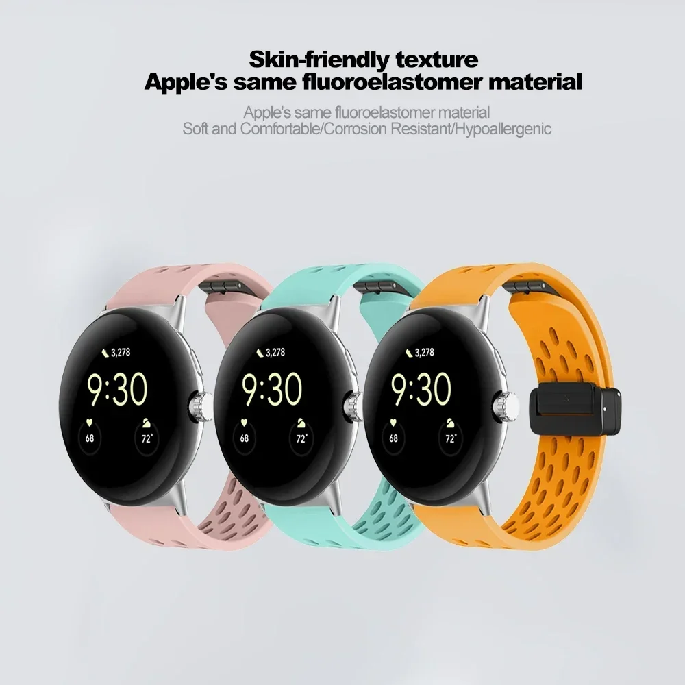Magnetic Strap Google 2 Band Soft Smartwatch Sport Silicone Bracelet Correa for Pixel Watch_voghion.com