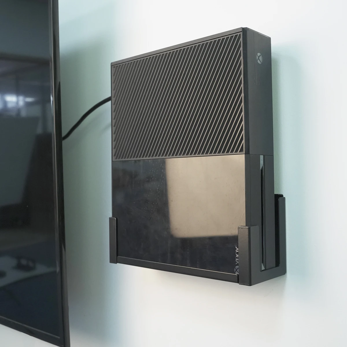 Monzlteck Montaggio A Parete Per Xbox One Original + Power Brick Mount,All Metal Vertical Hanging On Wall Con Power Botton Sinistra/Destra