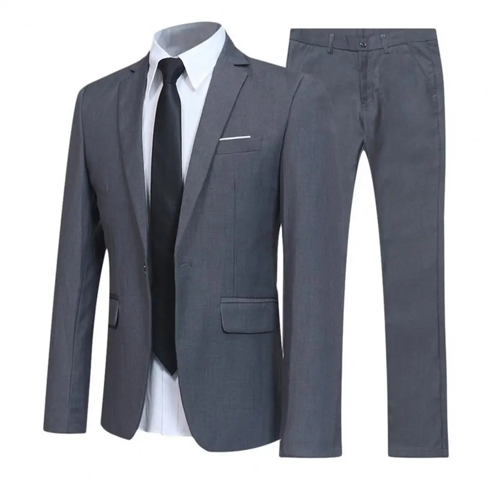

Fashion Formal Suit Set Pockets Comfortable Men Suit Set Turndown Collar Buttons Suit
