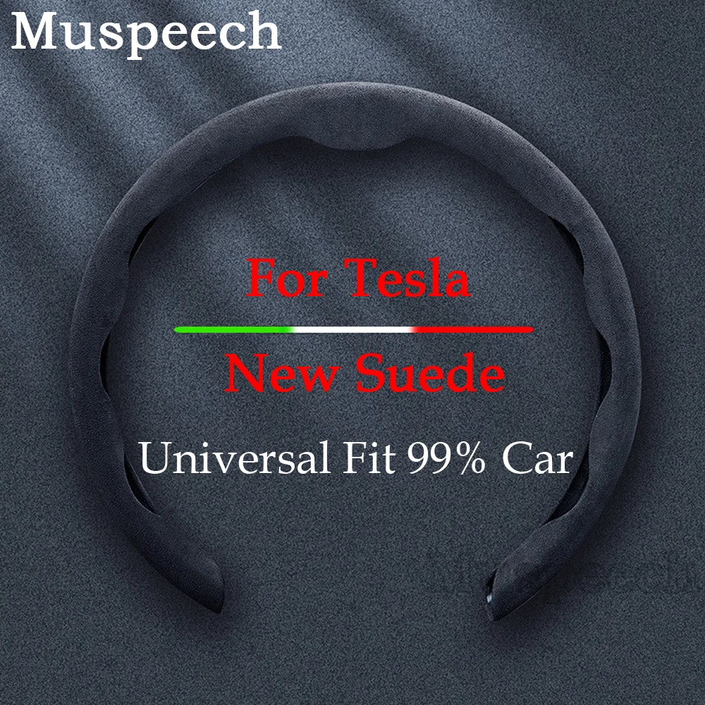 

New Styling Suede Car Steering Wheel Cover For Tesla Model 3 Model Y Model X Anti-skid Wheel Booster Cover Auto Accessories