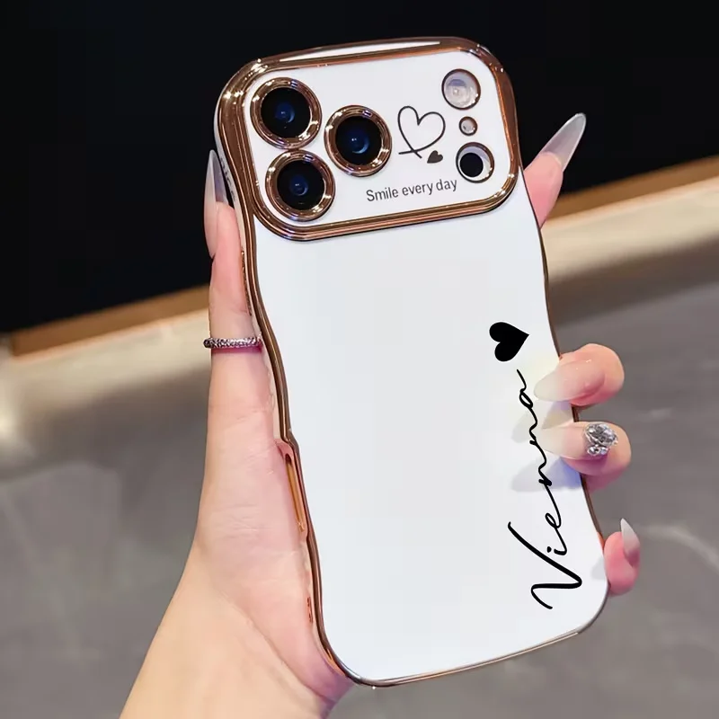 Customized Name Personalized Plating Large Wave Frame with Heart-shaped Pattern thumbnail 2