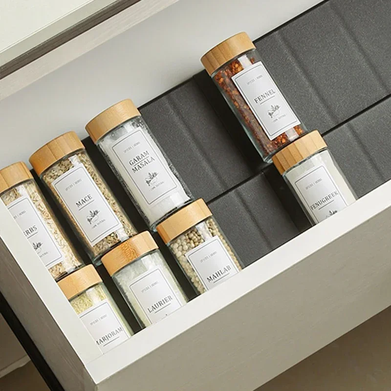 Kitchen Spice Drawer Organizer Adjustable Spice Rack Seasoning Bottles Cabinet Pantry Kitchen Organizer accessories kitchen storage rack spice rack cabinet organizer shelves seasoning divider