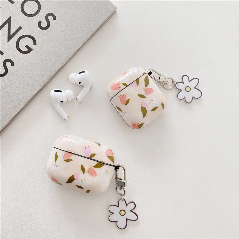 Flower Drawing Luxury Designer Airpod Case Protector Anti-lost Airpods Pro  Case Girl Bluetooth Headphones Cover Housing - Protective Sleeve -  AliExpress