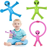 Cartoon suction cup telescopic tube, alien versatile shape stretching tube, parent-child interactive puzzle decompression toy 1