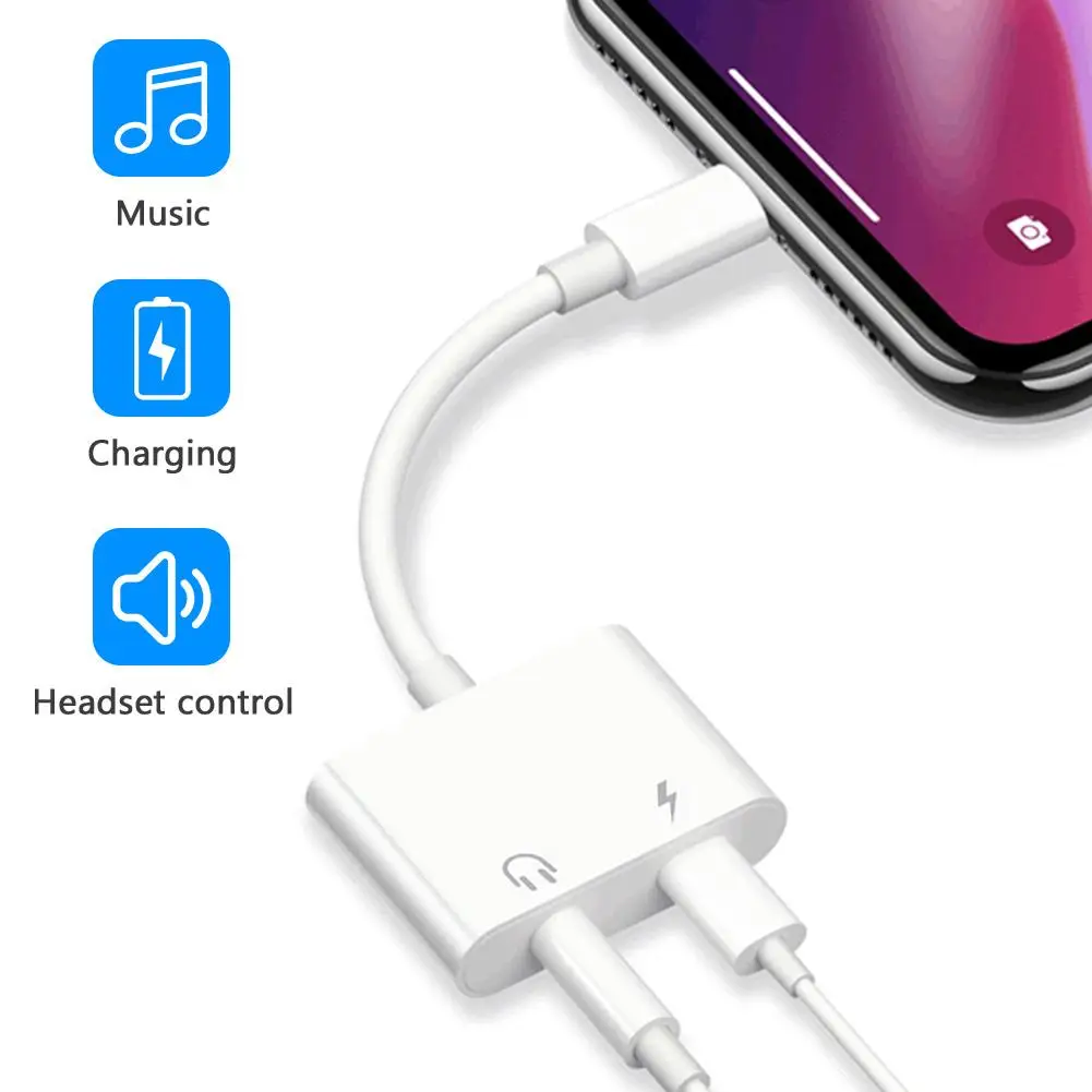 2 In 1 Audio Adapter Charging Earphone Cable For Iphone 11 12 Pro Max