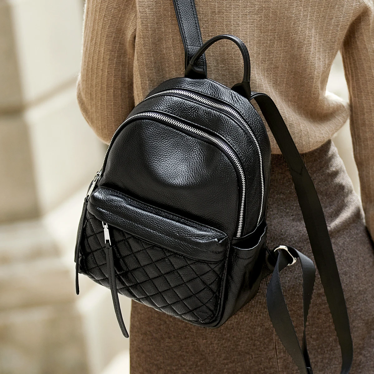 ZOOLER Full Skin 100%Genuine Leather Backpack Black Women's New