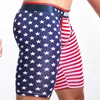 Men's Underwear Long Boxers Slim Fit Home Fitness Tights American Flag Printing Underpants Male Trunk Five Minutes Boxers 3