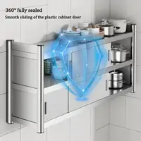 ตู้ติดผนังห้องครัวสแตนเลสตู้เก็บของติดผนังพร้อมประตูบานเลื่อนชั้นวางตู้หนักสําหรับบาร์เชิงพาณิชย์ 3