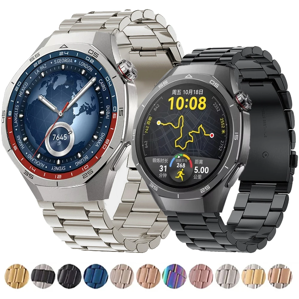 Premium Stainless Steel 22mm Smartwatch Strap with Metal Folding Clasp