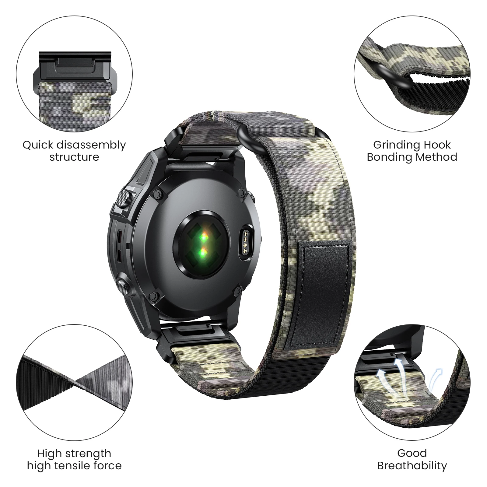 Galaone 22 26mm Nylon Easy Fit Strap Belt For Garmin Fenix5X/5XPlus/6X/6XPro/7X Quick Release Fashion Watch Band For Fenix5 6 7