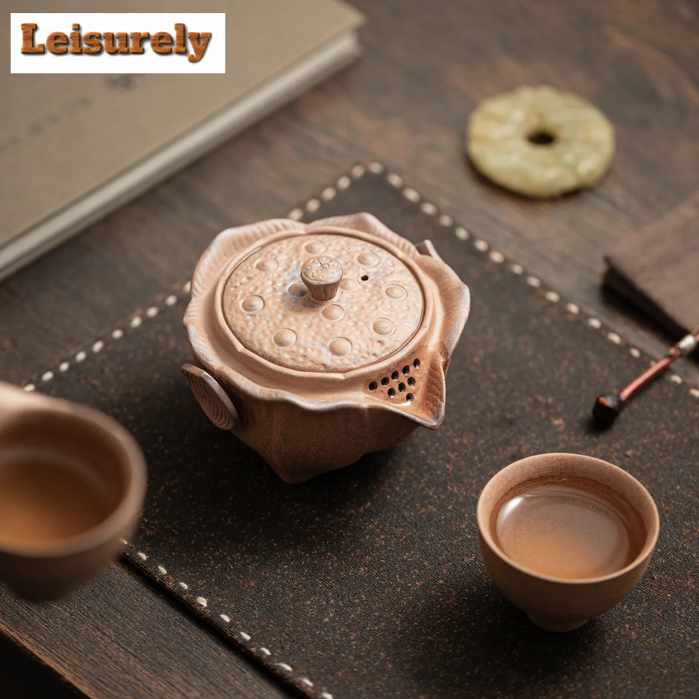 180ML Old Rock Clay Lotus Handheld Teapot Home Ceramic Non-Burning Filter Single Pot Gift Set Kung Fu Tea