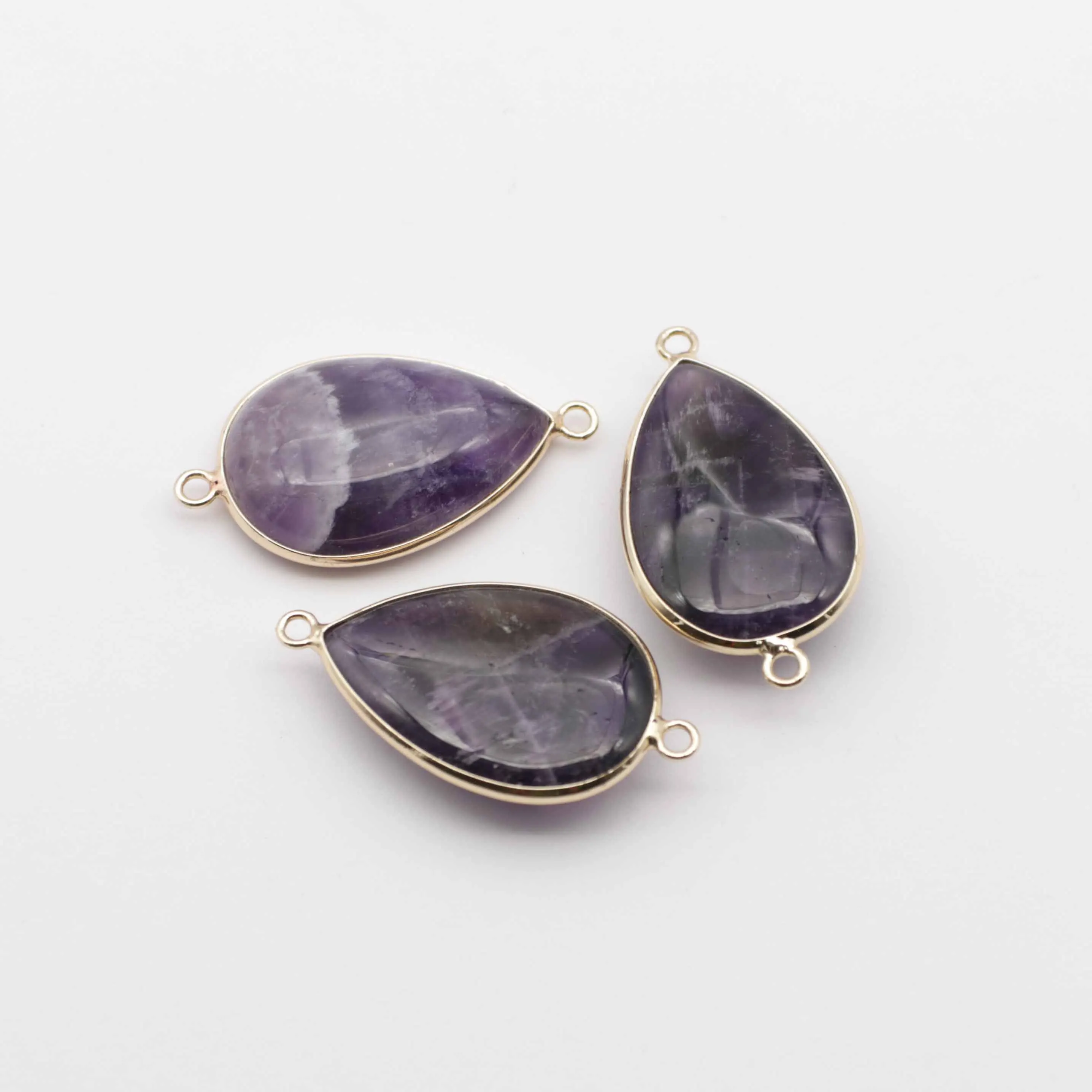 Gains Gemstone Drop Connector With Gold Plating Edge Jewelry Design Fitting Accessories Unakite Lapis  Decoration Free Shipping