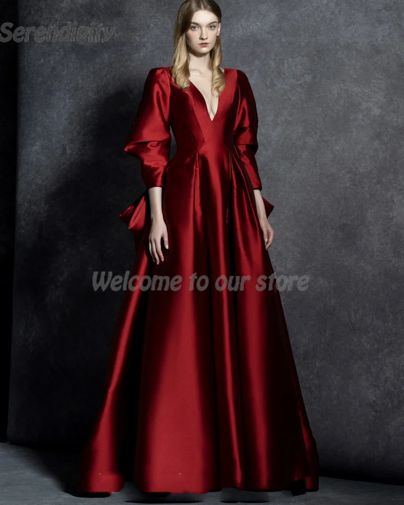 

Serendipity Satin Evening Dress A-Line Vestidos de noche V-Neck Lace Appliques Elegant Party Prom Gown For Sexy Women 2024