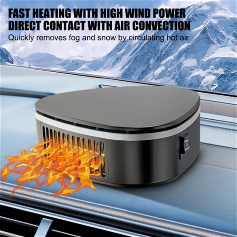 

12V/24V Portable Electric Car Heater Fast Heating Fan Window Windshield Defogger Defroster Black 360 Degree Rotation
