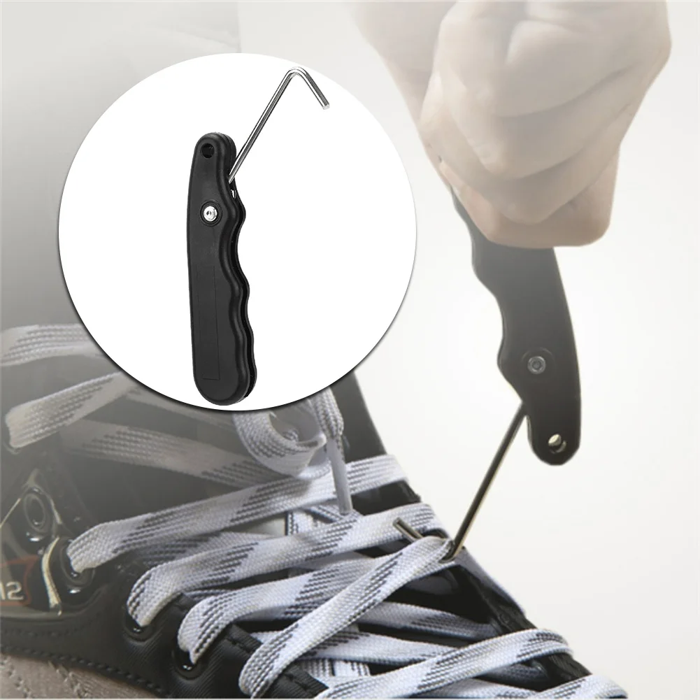 Ice Skate Lace Tightener,Stainless Steel Plastic Handle Hold Stay Secure Ice Hockey Skate Lace Tightener Ice Skating Tool Parts for Skating