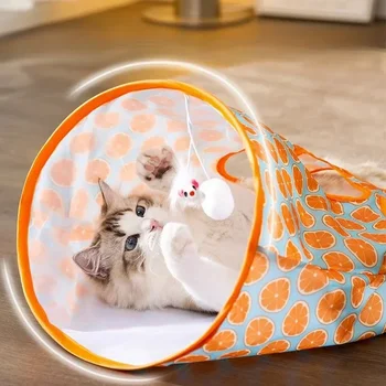 Cats Tunnel Bag Pet Cat Toys Play Tube Kitty Training Interactive Playing Fun Toy Dangling Mouse Crinkle Sounds Tunnel with Ball 1
