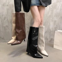 Women Chunky High Boots Pointed Toe Sexy Solid Color Design  Autumn and Winter New 2024 Trend Retro Fad Woman Boots Size 35-42 - Image 6