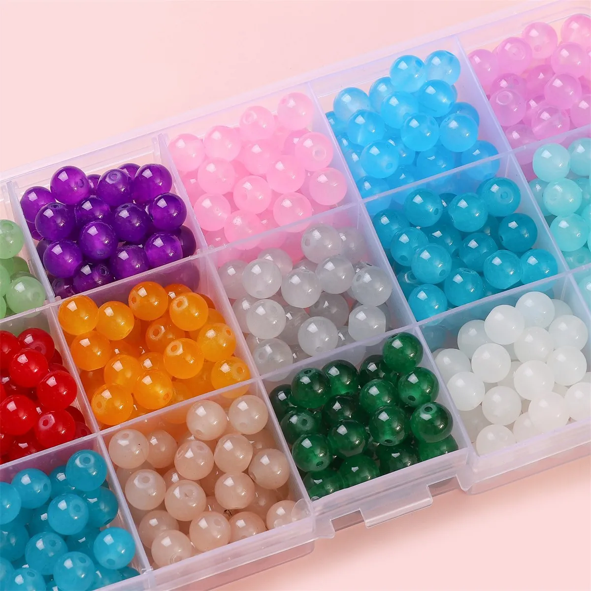 50pcs 6mm Solid Color Glass Beads for DIY Jewelry and Crafts