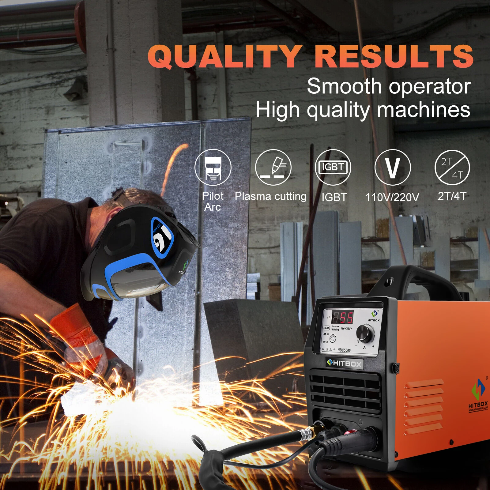 HITBOX 220V Plasma Cutter Machine HBC5500  Non-touch 55Amp DC Air Clean Cutting Machine 16mm For Carbon Steel Stainless Steel 3