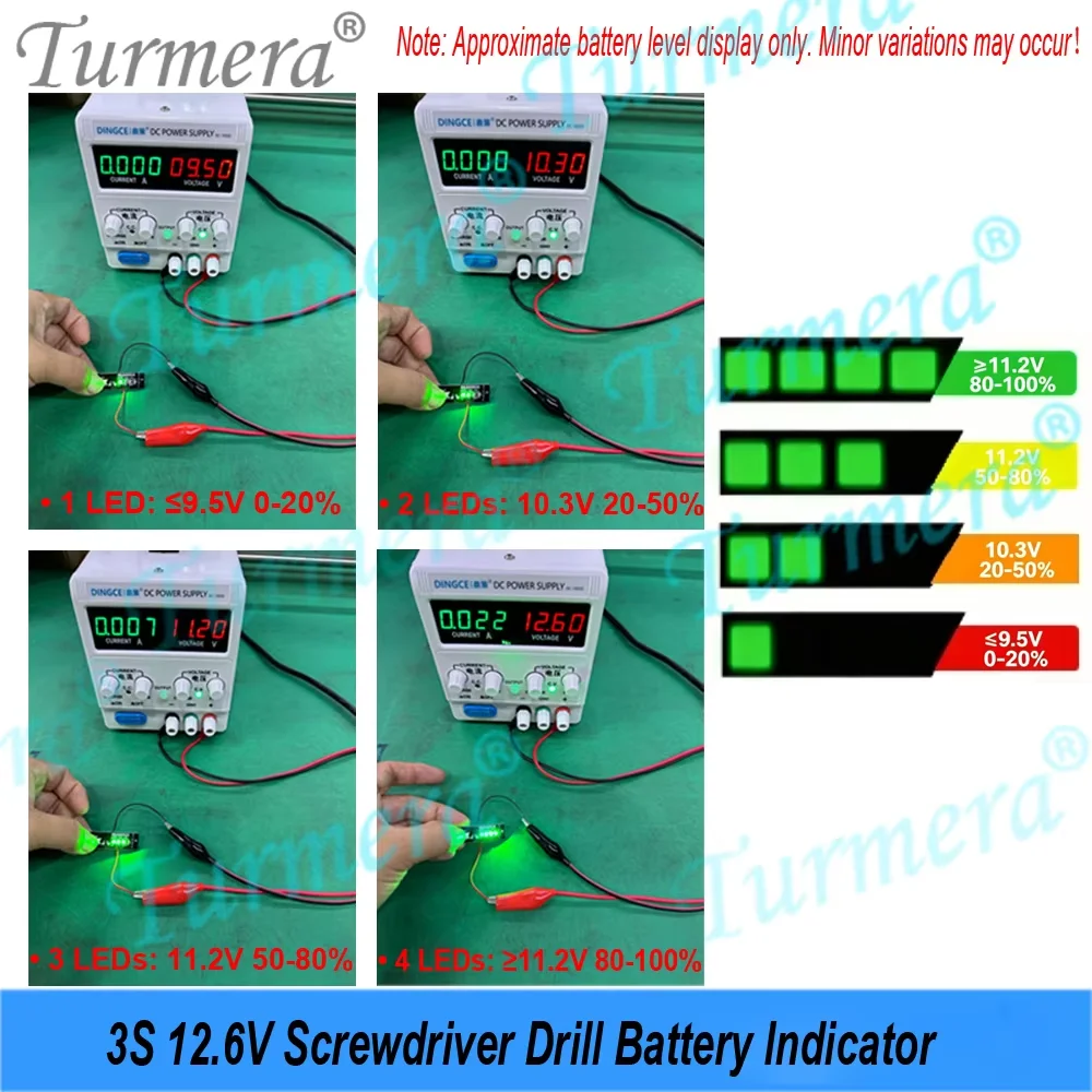 4LED 배터리 용량 표시기 3S 12.6V 5S 18V 21V Turmera 전력 모니터 DIY 18650 21700 드릴 스크루드라이버 배터리용 셀