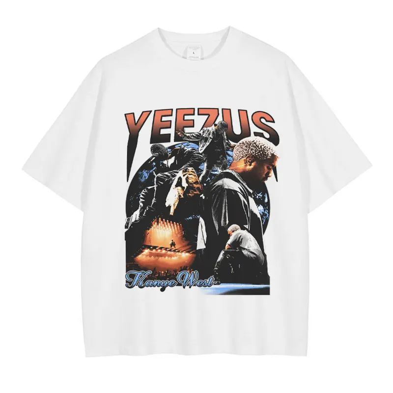 Kanye West T Shirts Vintage Washed Hip Hop Rapper T-shirt