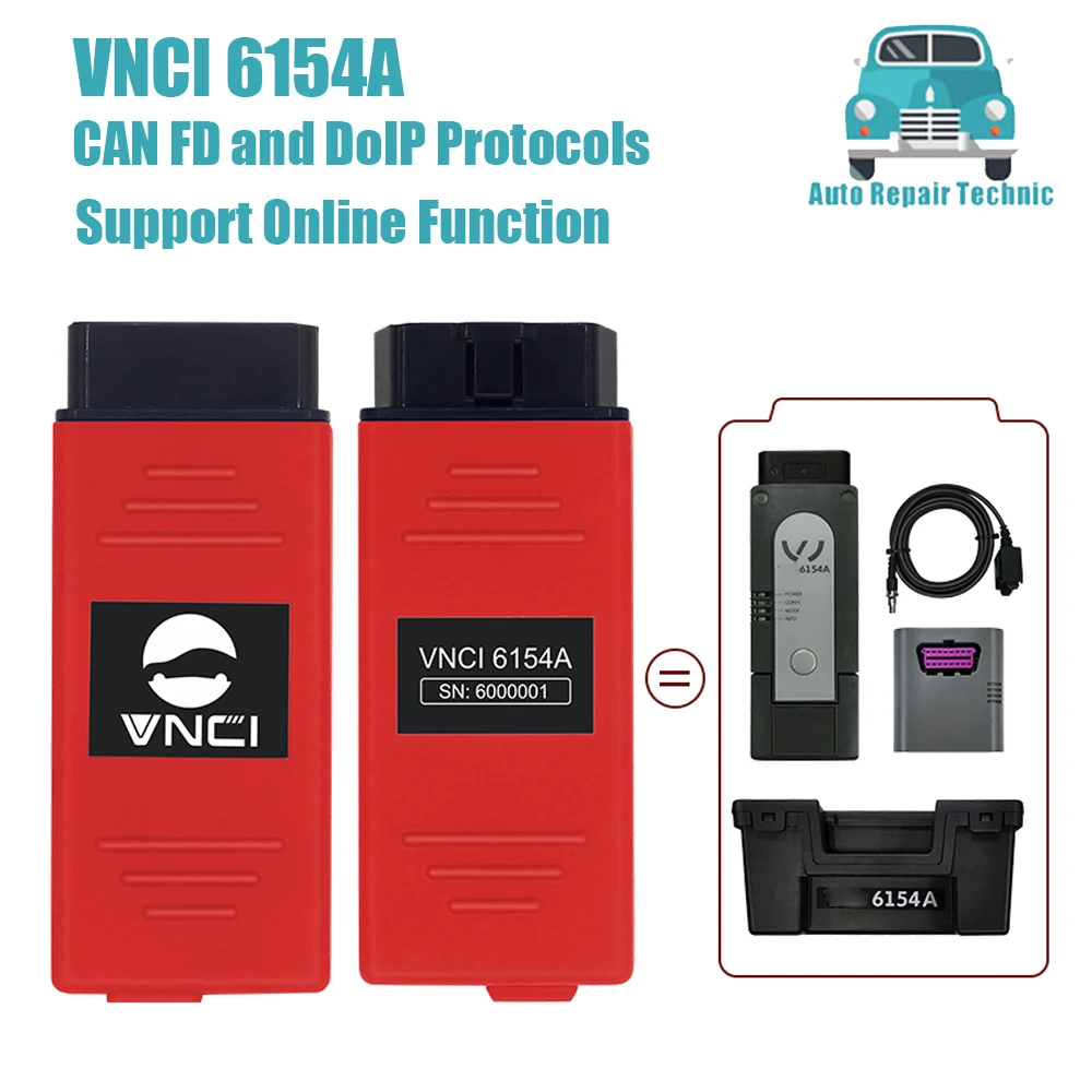 

2023 New VNCI 6154A ODIS 9.10 Support CAN FD DoIP Protocol Online Function PK 5054A Cover SVCI 6154A Full Functions OBD2 Scanner
