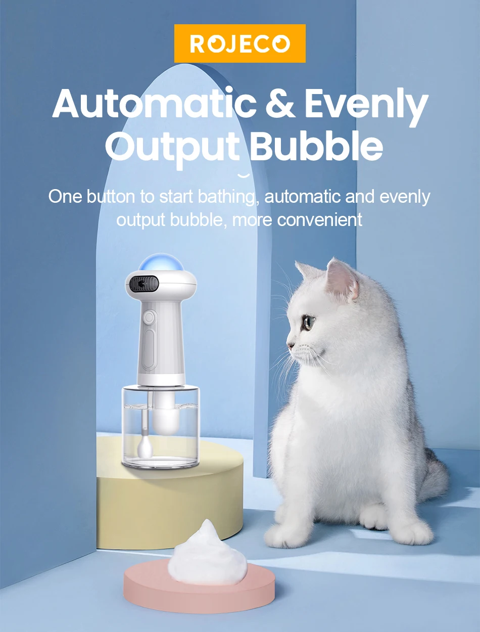 Automatic Pet Soap Dispenser Wireless Electric Cat Foaming Machine Dog Cleaning