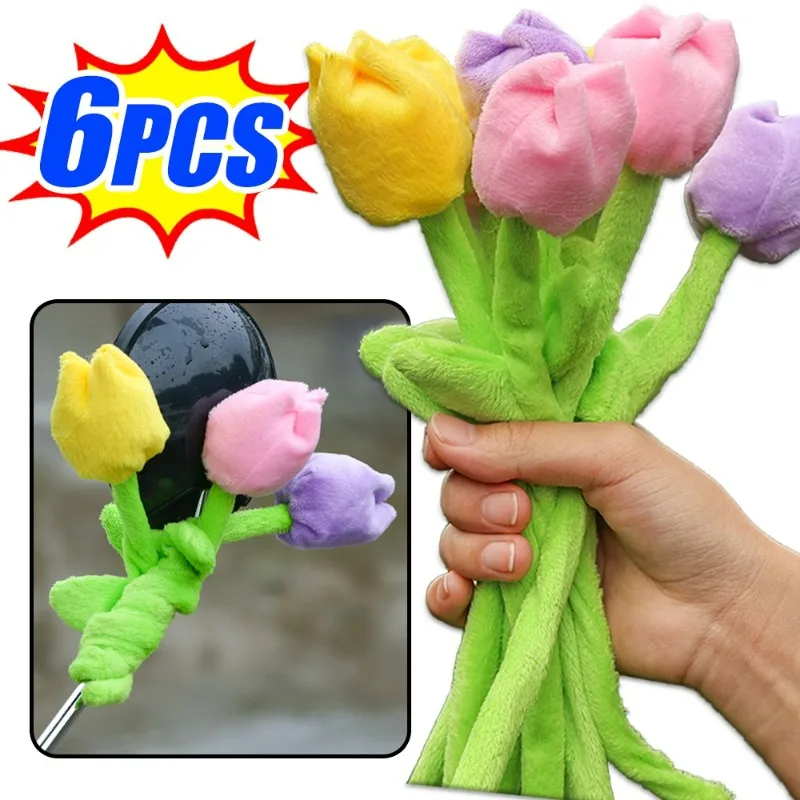 

Simulated Tulip Plush Ornaments Electric Vehicle Rearview Mirror Decoration Bendable Tulip Ornaments Holiday Decorative Gifts
