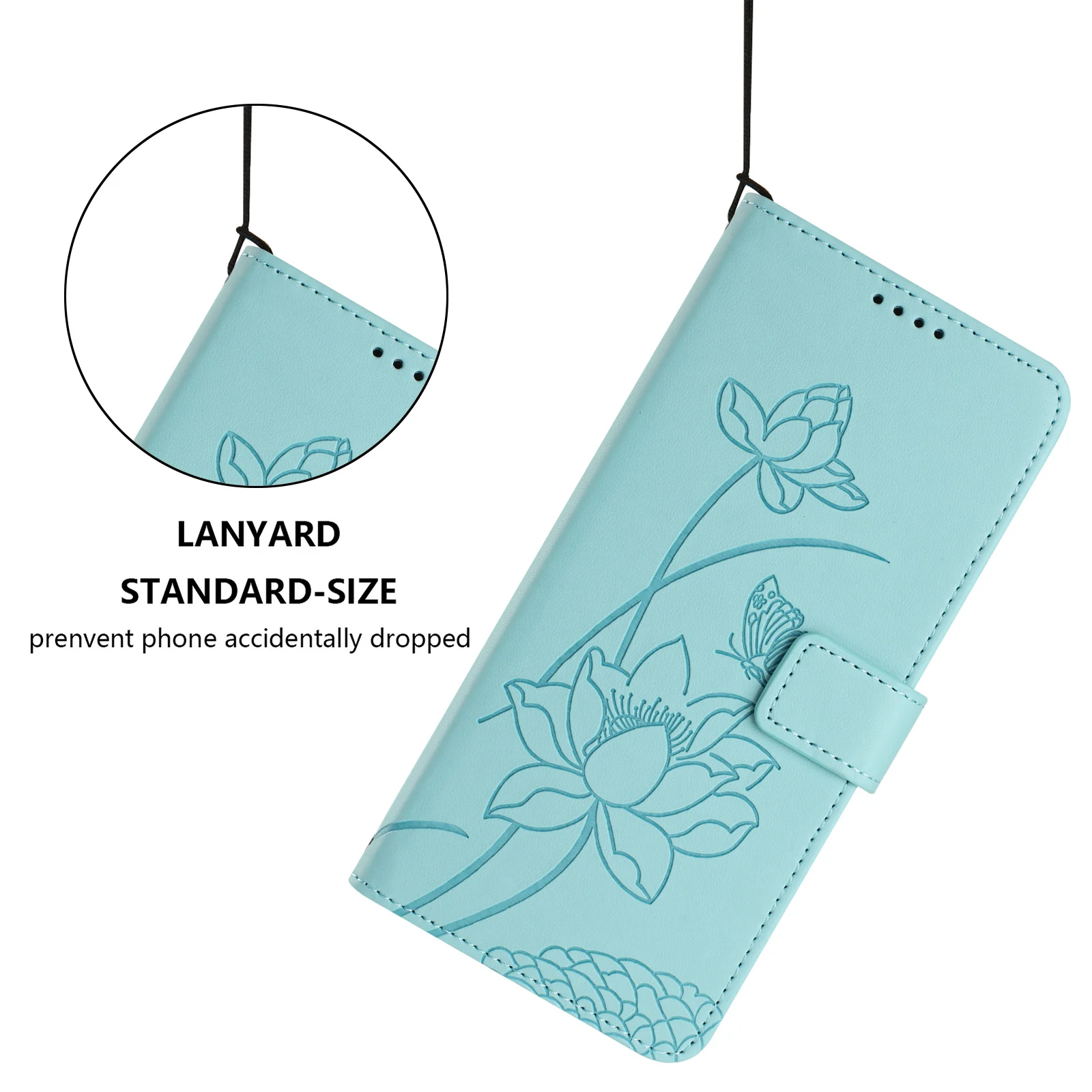 Floral Embossed Leather Wallet Phone Case Cover