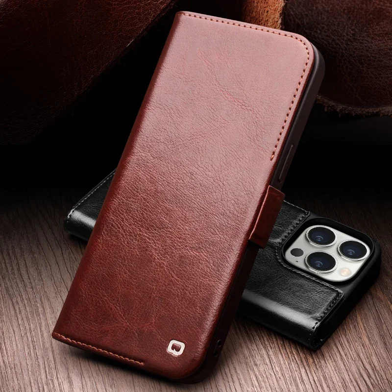 Чехол-книжка из натуральной кожи для iPhone 14 Pro Max