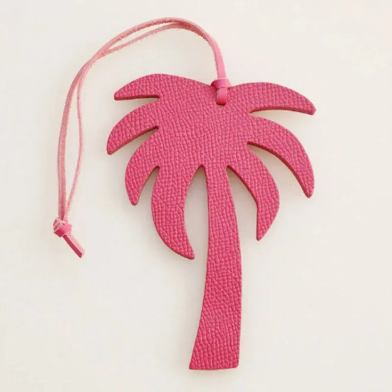 Coconut tree monochrome pattern women's good-looking bag pendant small accessories genuine leather keychain pendant 6