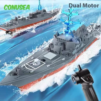 2.4G Rc Boat High-Speed Remote Control Ship Simulation Warship Model Mini Battleship Toys Children Model Toy for Boys Kids Gift