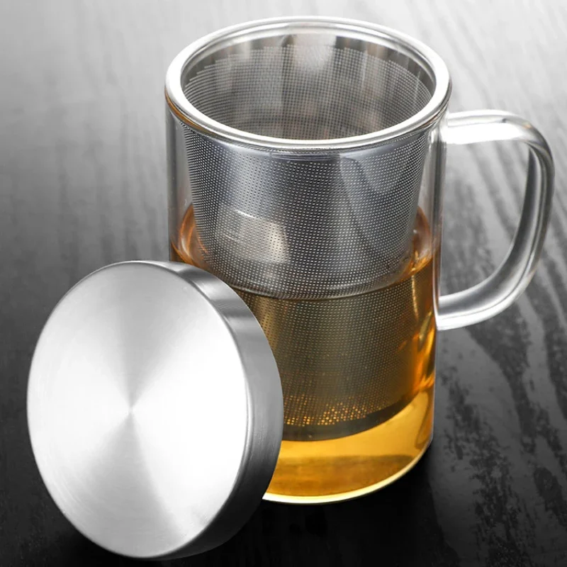 large capacity Tea separation cup Teacup Office with handle Stainless steel tea filter home creative drinking cup dustproof lid tea strainer tea filter