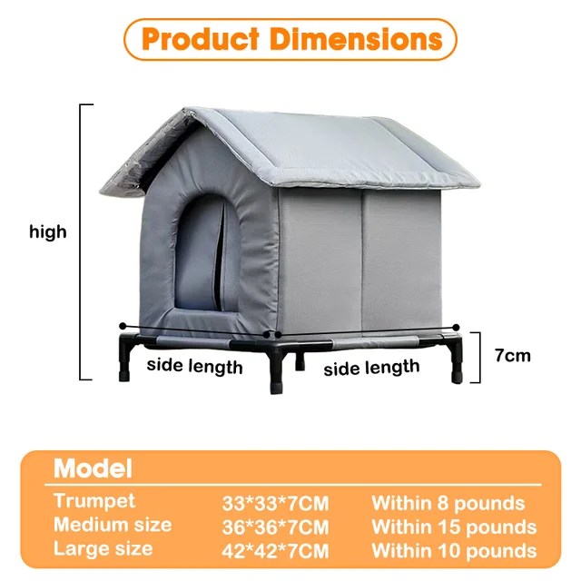 Stray Cat House Outdoor Waterproof Winter Warm Shelter Foldable Washable Enclosed Kennel for Feral Cats Small Dogs 6