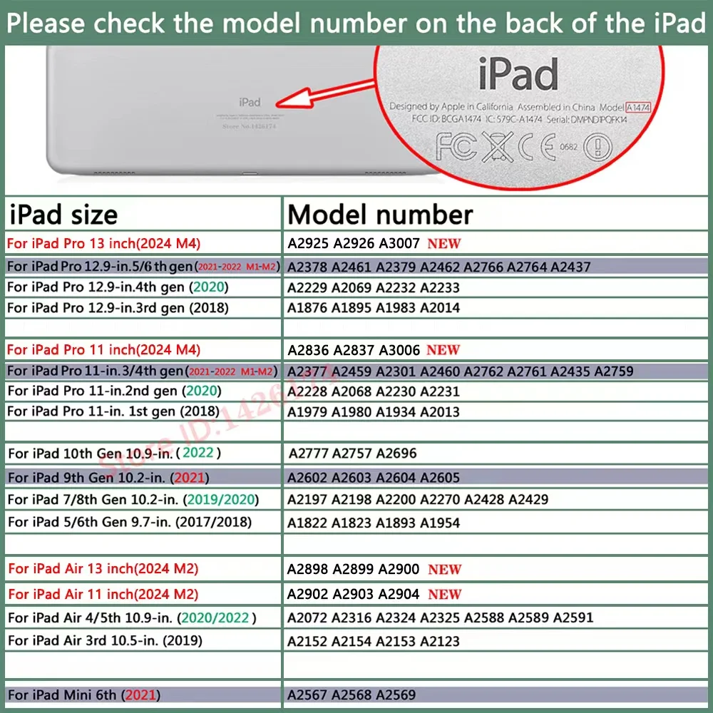 Tablet case For iPad 2024 M4 Pro 11 12.9 13 inch case 2022 10th Gen Cover 10.2/9.7 inch Air 6 5 4 3 Case with Pencil Slot Holder 6