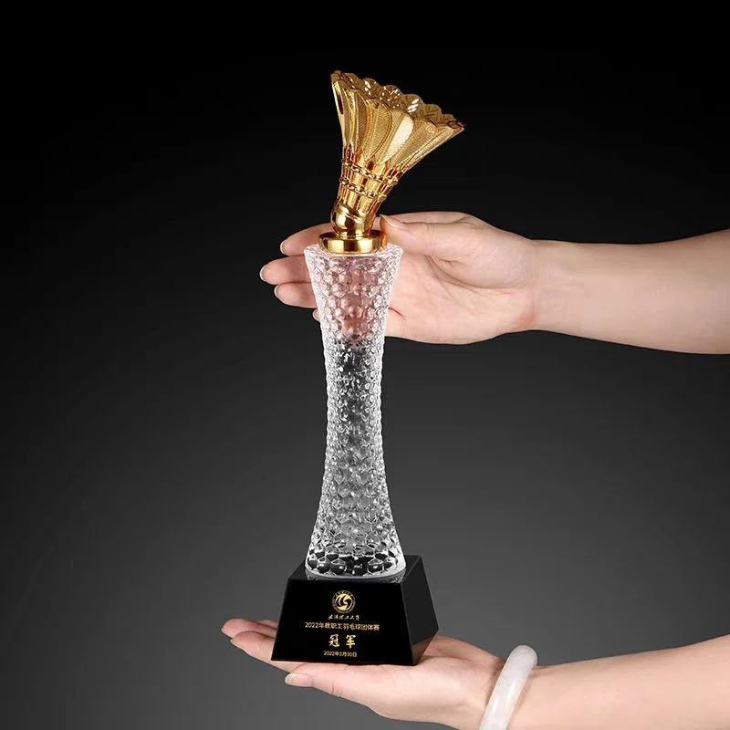 Customized Metal and Resin Sports Badminton Trophy, Celebration Awards Gift, Creative Medal, Competition Lettering Souvenir, 1Pc