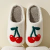 Women Winter Big Cherry Cute Cartoon Fruit Warm Home Slippers Indoor Soft Sole Comfortable Wrap Mute Bedroom Shoes Student 2
