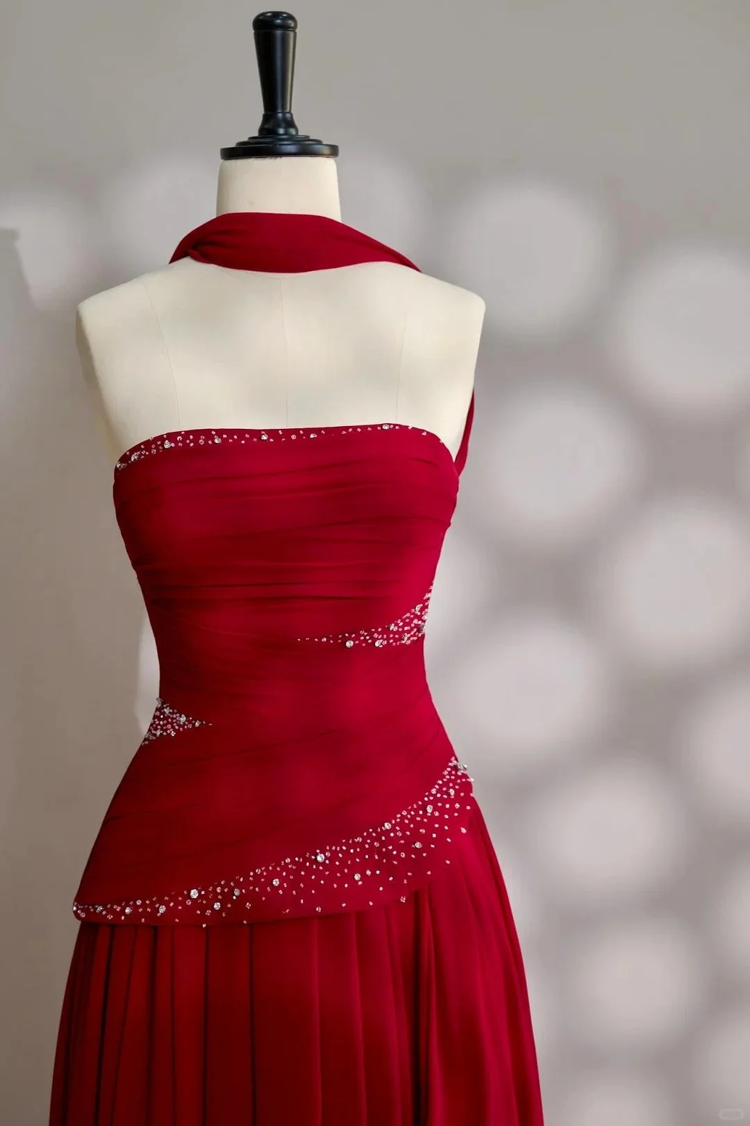Women's Strapless Midi Dress with Crystal Stud Detailing | Evening Party Dress