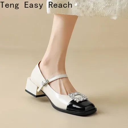

2024 Spring Women Mary Jane Shoes Fashion Rhinestone Ladies Elegant High Heel Shoes Street Style Women's Pumps Shoes
