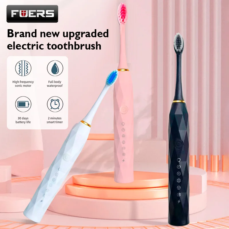 Electric Ultrasonic Toothbrush Six Speed Mode Home Soft Hair USB Charging Waterproof Adult Tooth Cleaner Automatic Couple Set 1