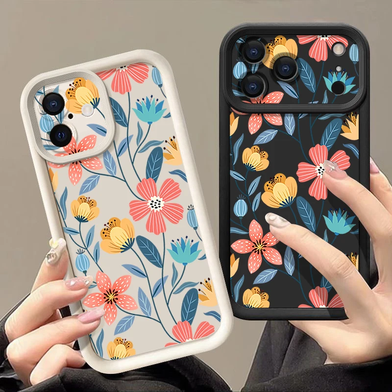 Vibrant Floral Silicone Shockproof Phone Case