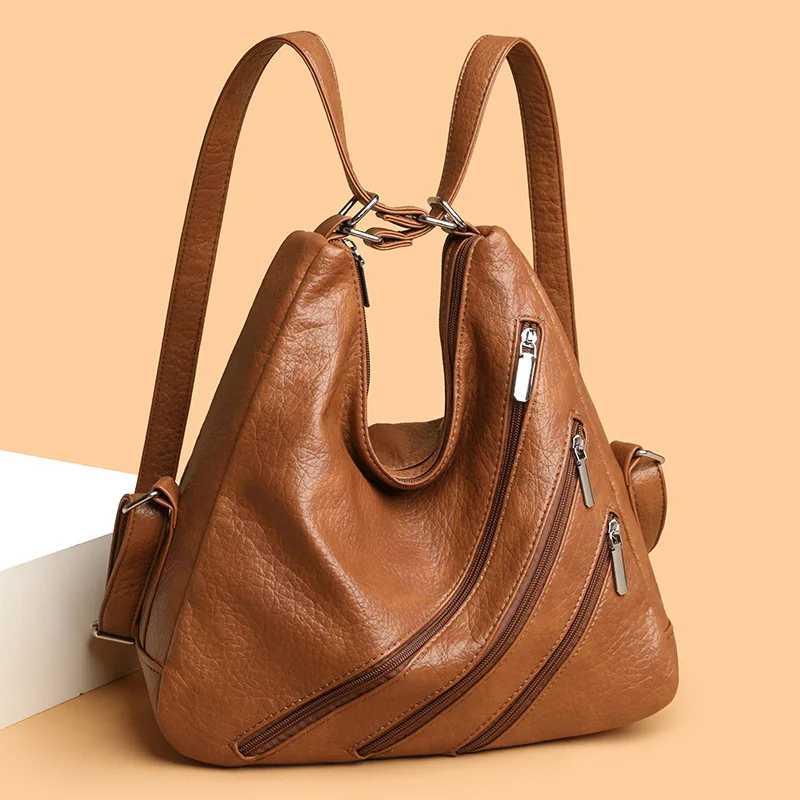 Zaino da donna Zaino alla moda per ragazza adolescente Borsa da scuola Borse a tracolla multifunzionali in pelle PU Zaino per il pendolarismo quotidiano