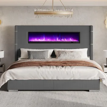 King Wingback Bed with Fireplace 1