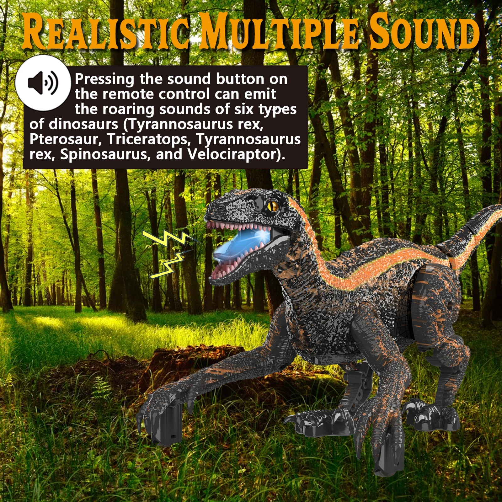 Remote Control Dinosaur Toys Kids RC Electric Walking Jurassic Dinosaur Simulation Velociraptor Toy With LED Light And Roaring 2