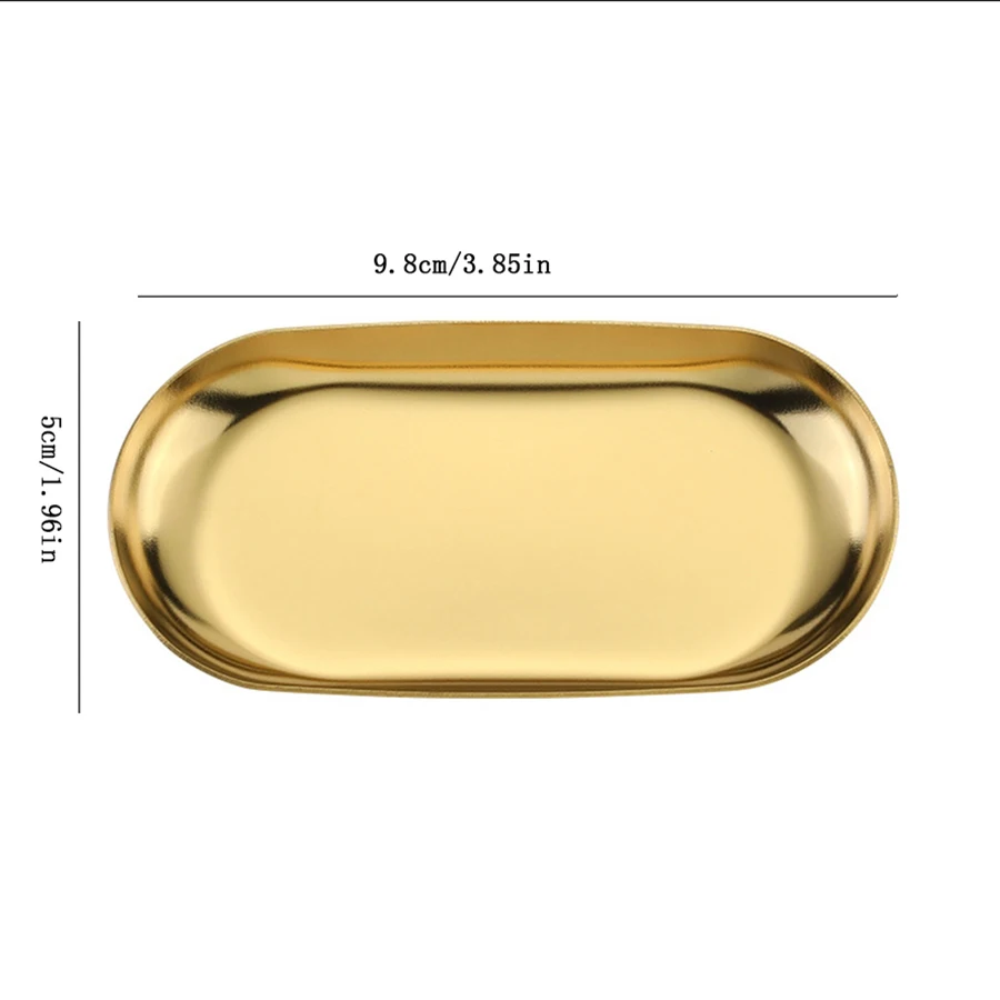 Cosmetic Jewelry Storage Tray Stainless Steel Decorative Organizer Oval Vanity Tray Home Decor
