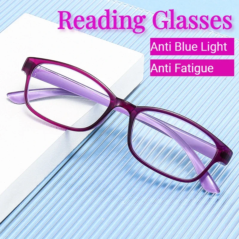 Full Frame Reading Glasses Women Ultra-light Comfort Computer Glasses Anti-blue Light Prescriptions Men +100 To +400 reading glasses anti blue light glasses