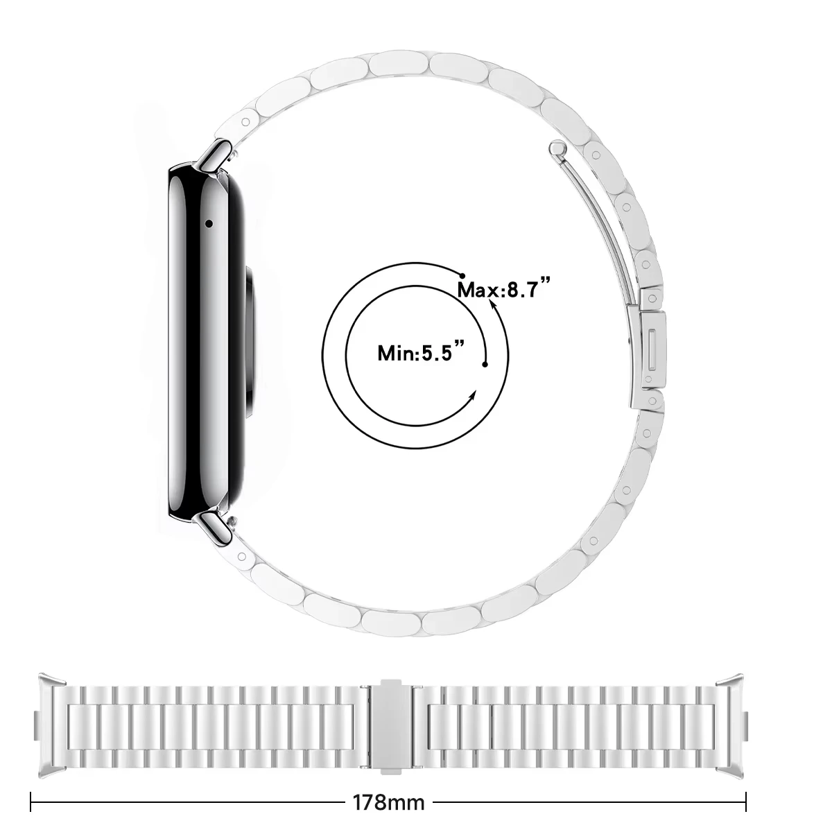 Stainless Steel Replacement Smartwatch Strap - Premium Metal Bracelet