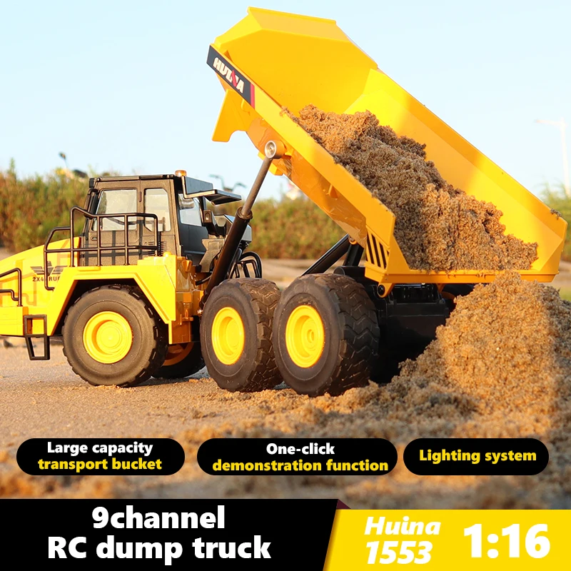 1/18 Rc Truck Dumper Huina 1553 Excavator Crawler 9Ch 2.4G Radio Controlled Car Electric Vehicle Tractor Model Toys for Boy Gift 5
